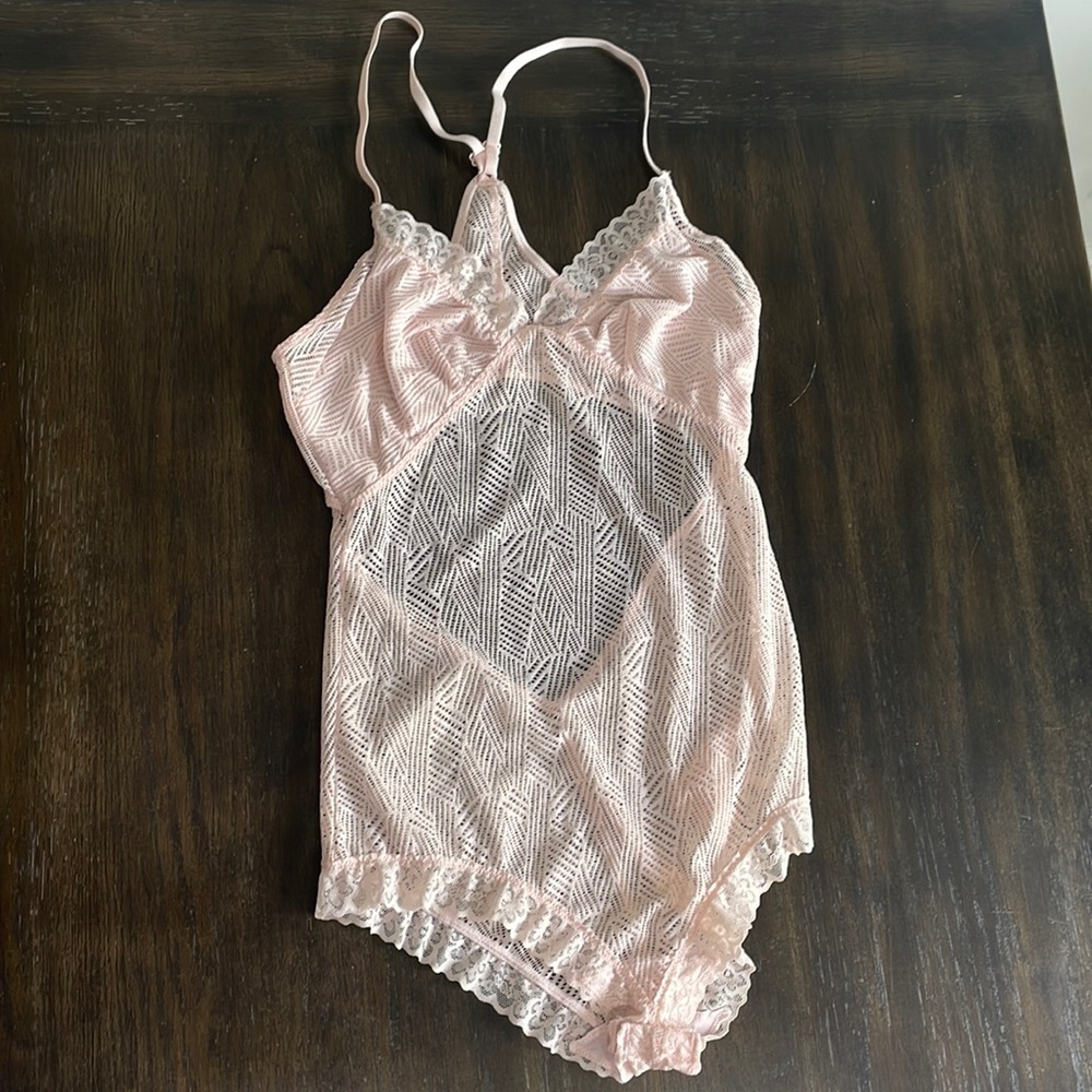 Aerie Light Pink Lace Body Suit